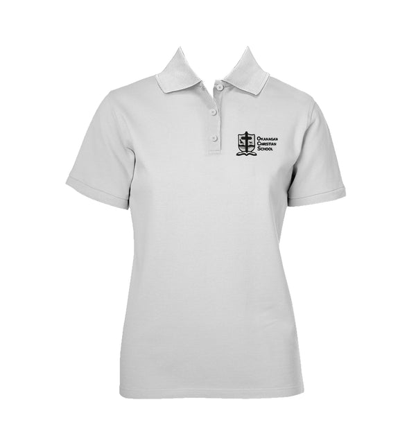 ***OKANAGAN CHRISTIAN WHITE GOLF SHIRT, GIRLS, SHORT SLEEVE, YOUTH *FI