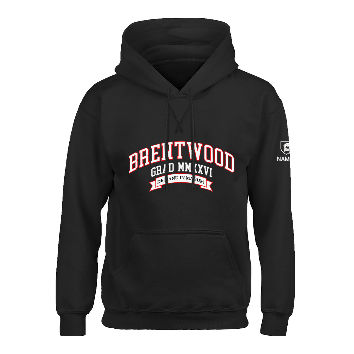 BRENTWOOD GRAD HOODIE, BLACK, ADULT, ** FINAL SALE **
