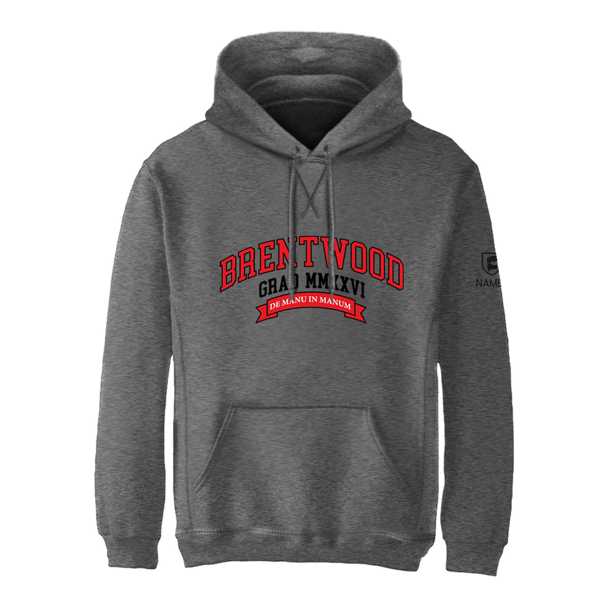 BRENTWOOD GRAD HOODIE, GREY, ADULT, ** FINAL SALE **