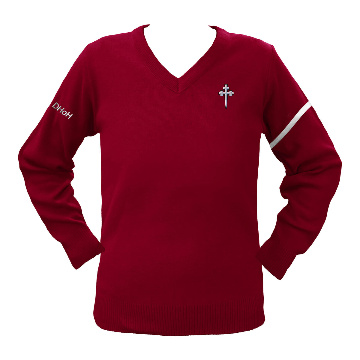 SHAWNIGAN LAKE HOUSE PULLOVER WITH ARM STRIPE, COPEMAN'S, SIZE 34 AND UP