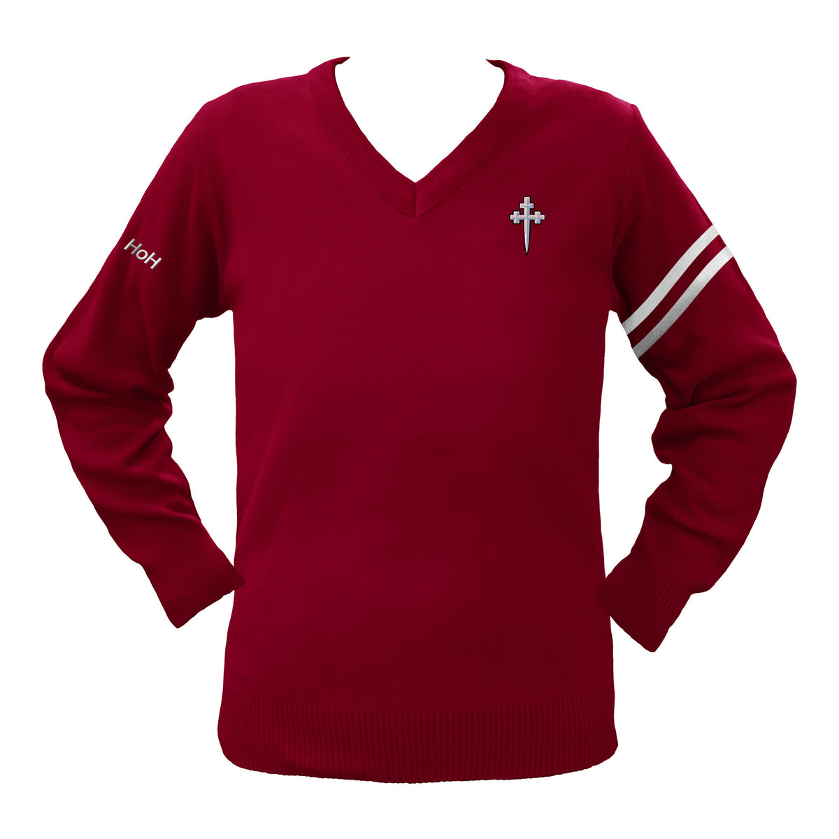 SHAWNIGAN LAKE HOUSE PULLOVER WITH ARM STRIPE, COPEMAN'S, SIZE 34 AND UP