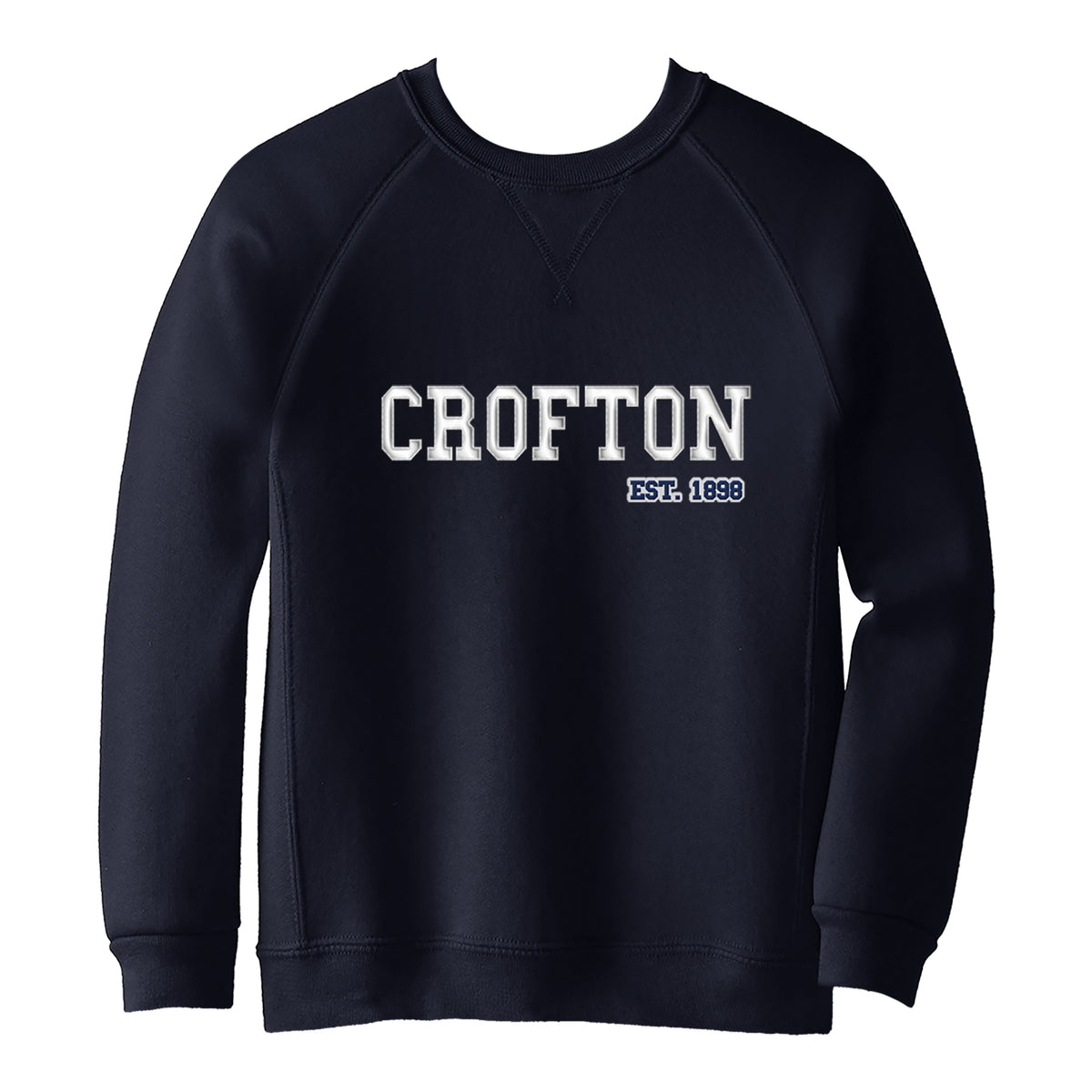 CROFTON VARSITY CREWNECK SWEATSHIRT WITH APPLIQUE, ADULT