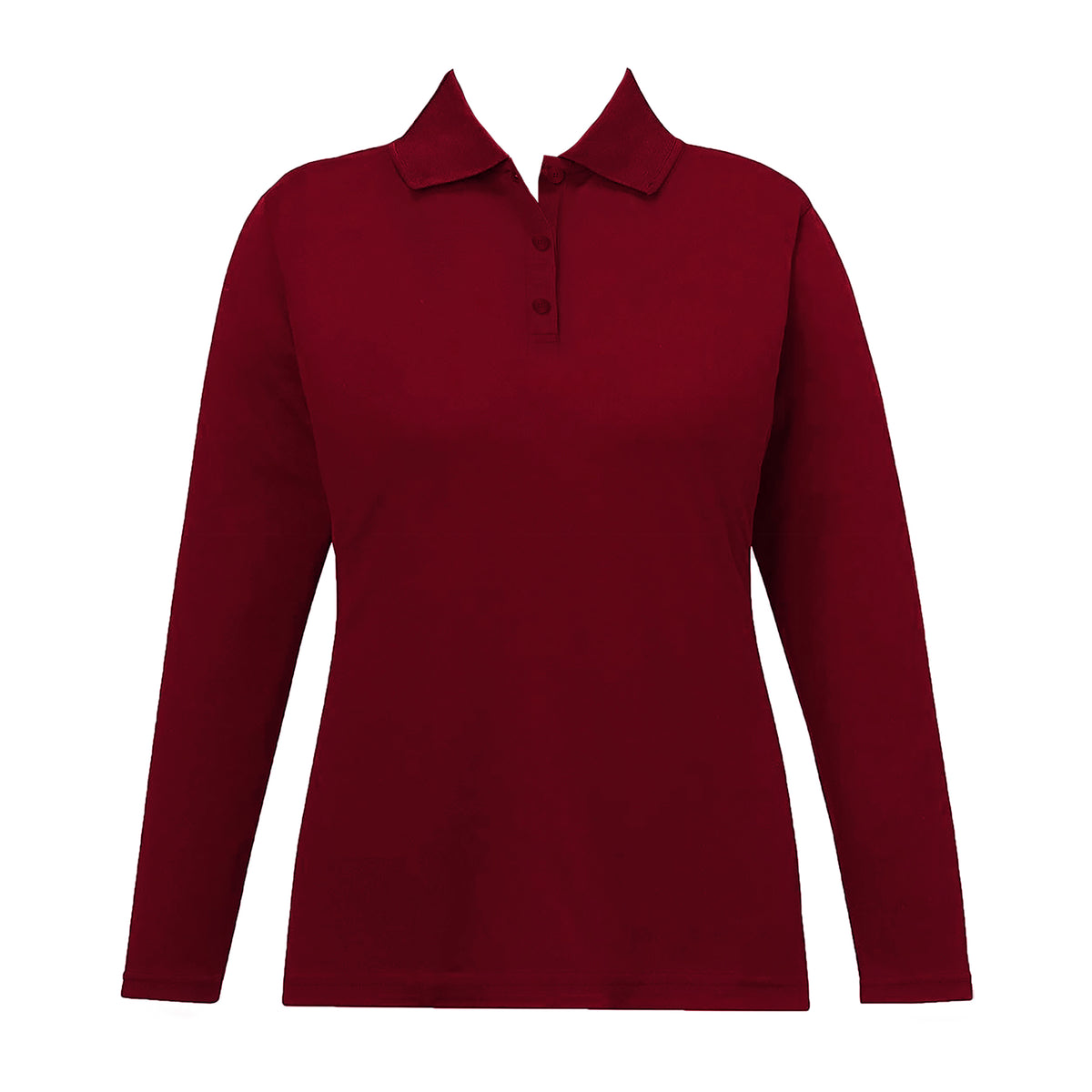 RUBY RED GOLF SHIRT, FITTED, LONG SLEEVE, ADULT