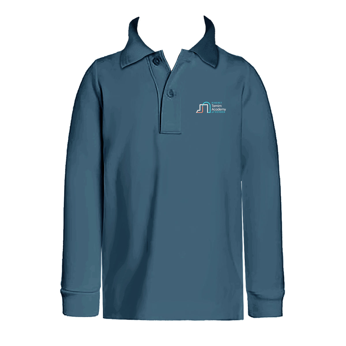 KINERET TAMIM ACADEMY GOLF SHIRT, UNISEX, LONG SLEEVE, CHILD *PRE-ORDER, FINAL SALE*