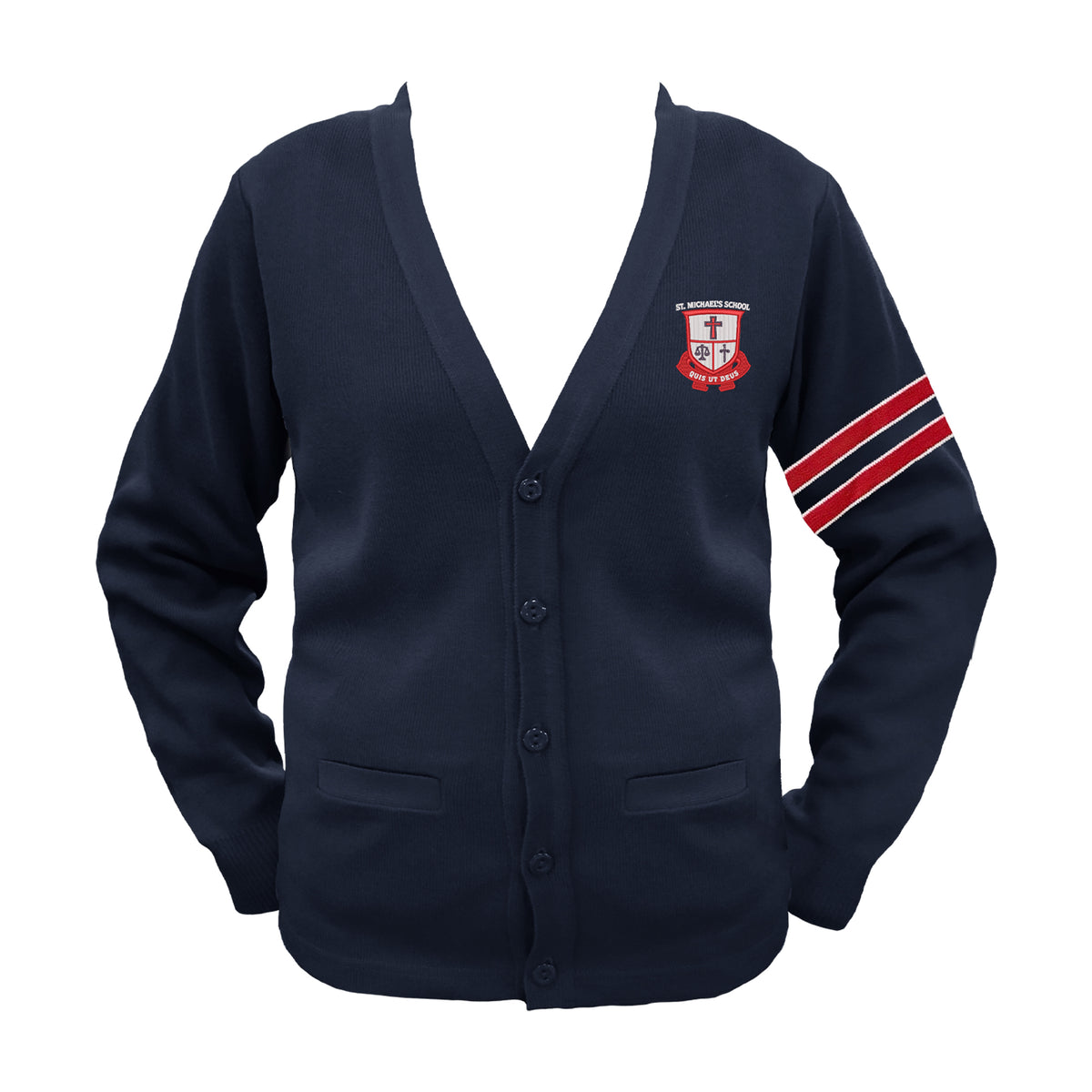 ST. MICHAEL'S ELEMENTARY SCHOOL CARDIGAN WITH ARM STRIPES, ADULT