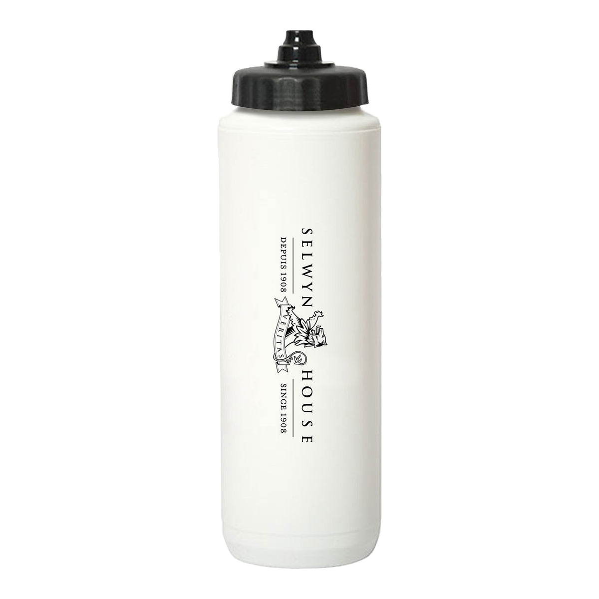 Selwyn House Squeeze Water Bottle, White