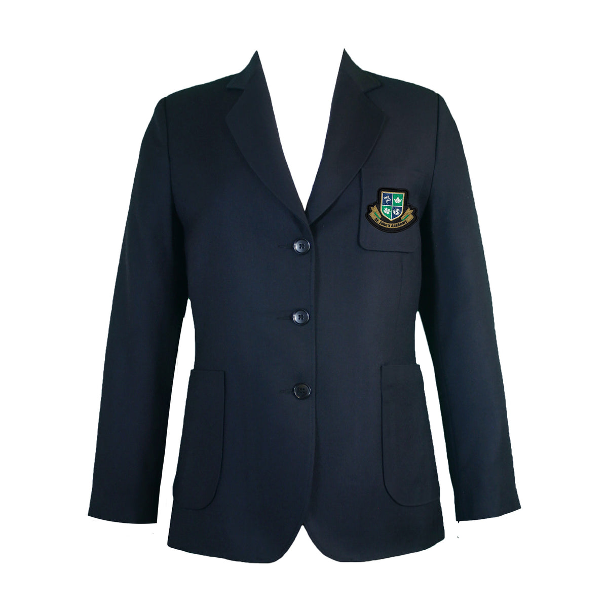 ST. JOHN&#39;S ACADEMY BLAZER, NAVY BUTTONS, LADIES