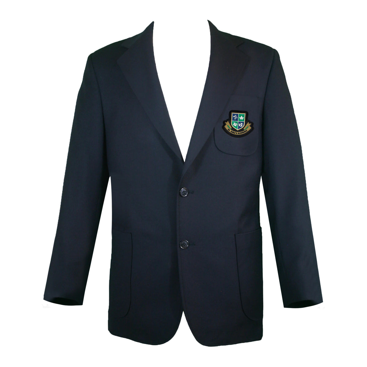ST. JOHN&#39;S ACADEMY BLAZER, NAVY BUTTONS, MENS