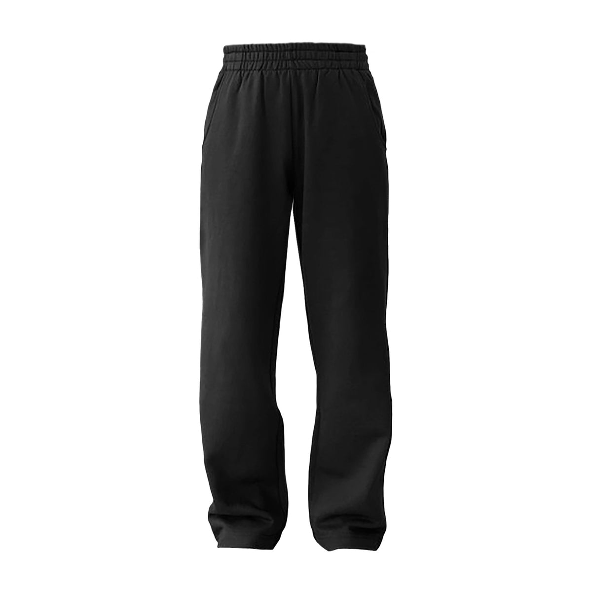 BLACK STRAIGHT LEG SWEATPANTS, FITTED, ADULT