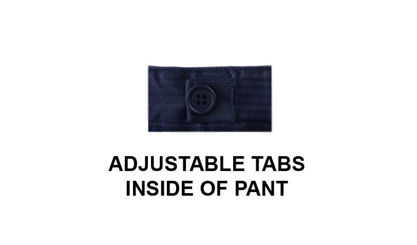 DARK NAVY ADJUSTABLE WAIST PANTS, POLY/COTTON