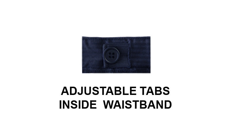 DARK NAVY ADJUSTABLE WAIST PANTS, POLY/VISCOSE