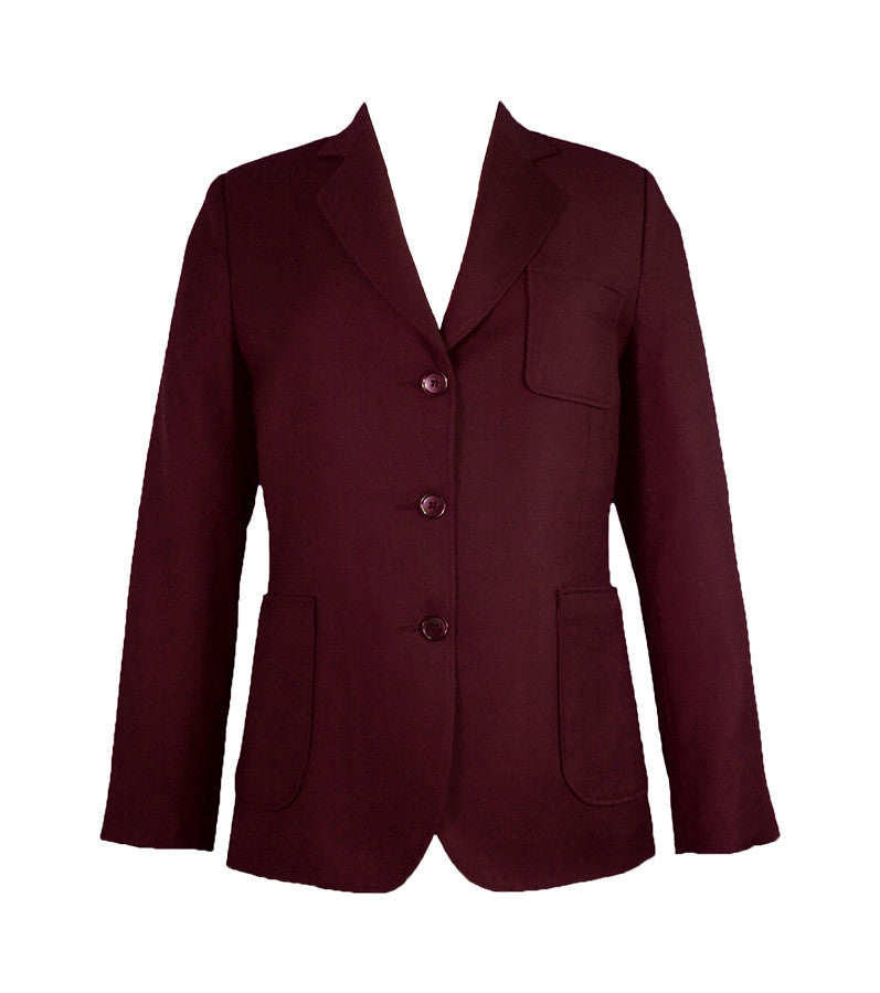 BURGUNDY BLAZER, 55/45 POLYESTER WOOL, BURGUNDY BUTTONS, LADIES
