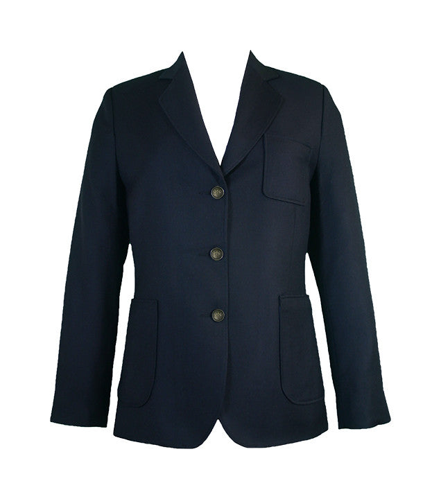 DARK NAVY BLAZER WITH GOLD BUTTONS, WOOL, LADIES