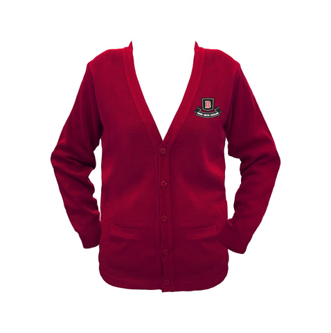 BROCKTON RED CARDIGAN, UP TO SIZE 42
