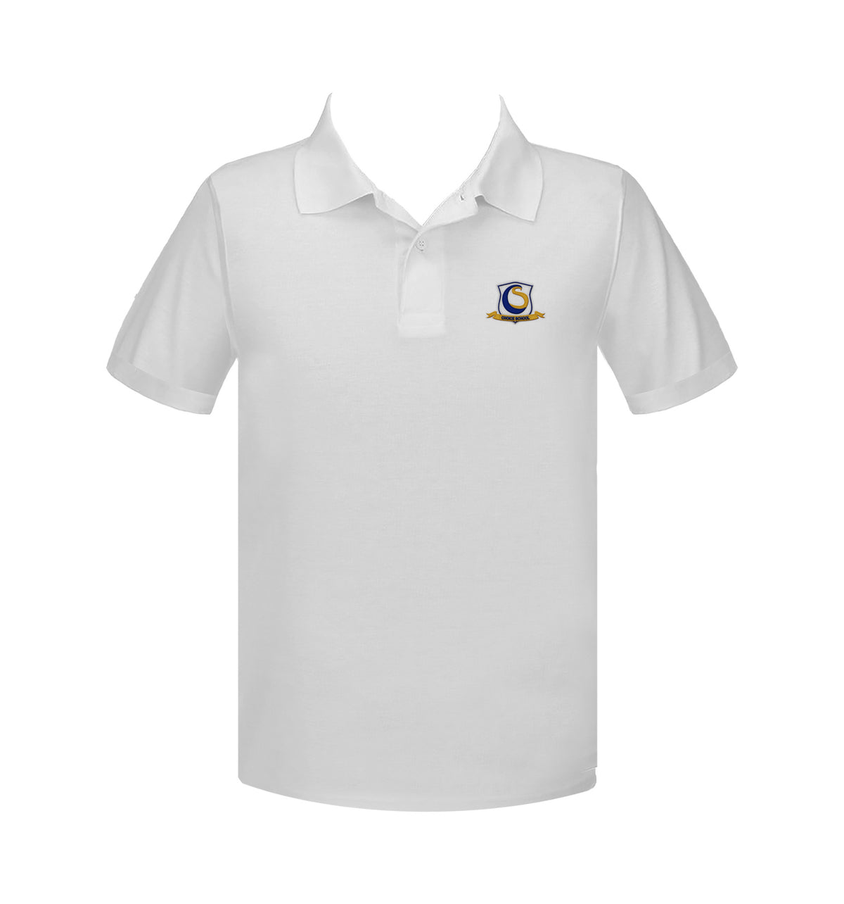 CHOICE SCHOOL WHITE GOLF SHIRT, UNISEX, SHORT SLEEVE, YOUTH