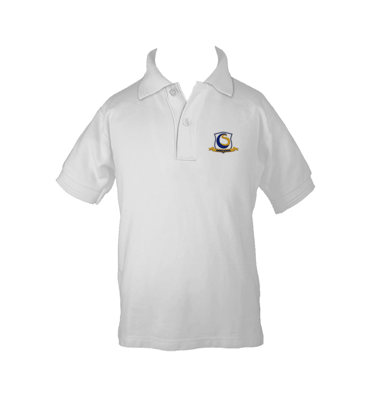 CHOICE SCHOOL WHITE GOLF SHIRT, UNISEX, SHORT SLEEVE, CHILD