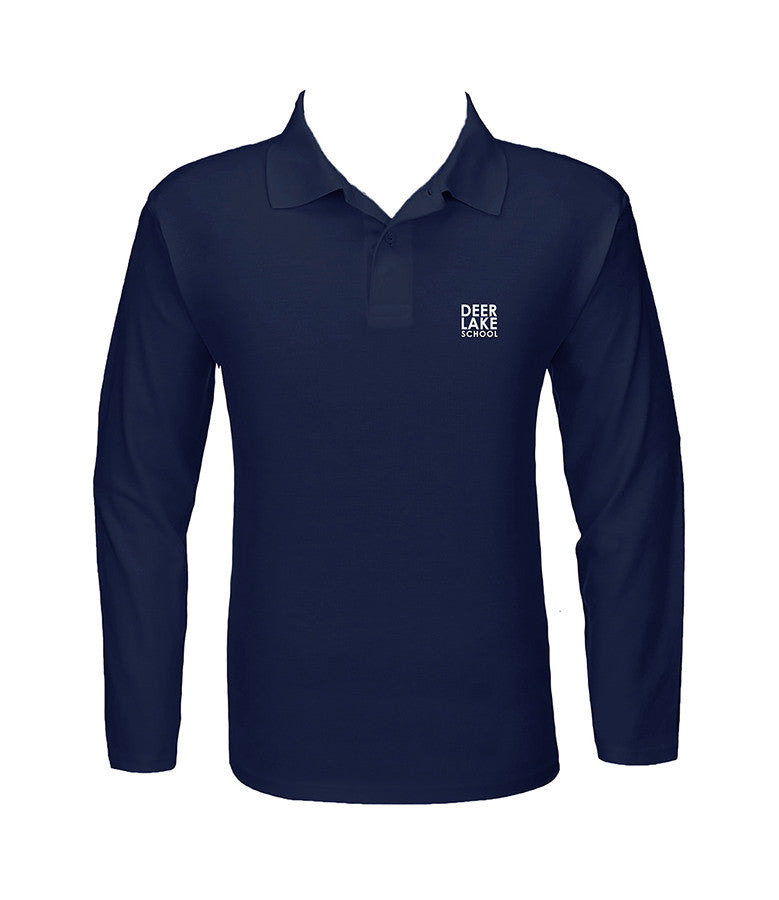 DEER LAKE NAVY GOLF SHIRT, UNISEX, LONG SLEEVE, CHILD