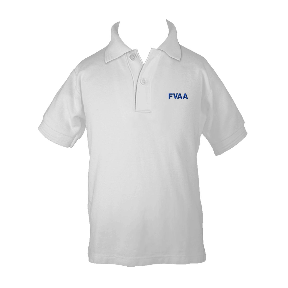 FRASER VALLEY ADVENTIST WHITE GOLF SHIRT, UNISEX, SHORT SLEEVE, CHILD