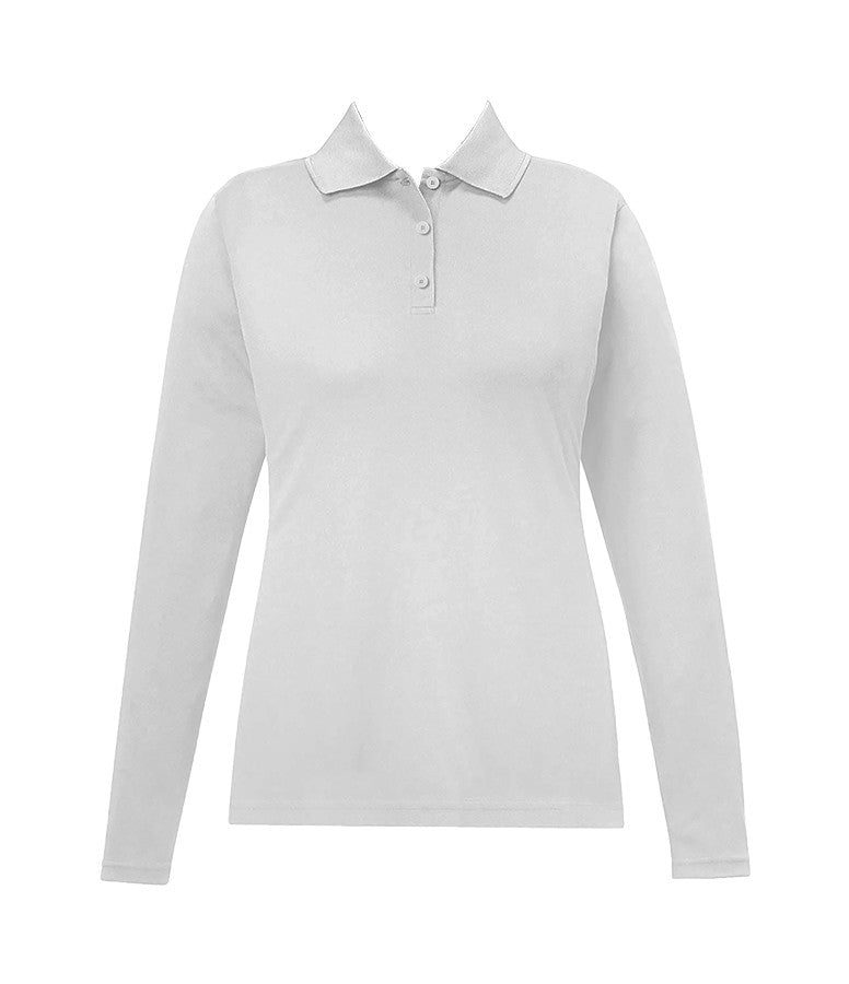 WHITE GOLF SHIRT, FITTED, LONG SLEEVE, ADULT