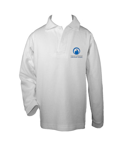 HOPE LUTHERAN WHITE GOLF SHIRT, UNISEX, LONG SLEEVE, CHILD