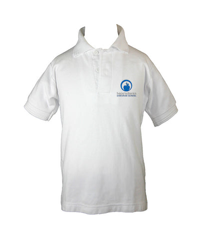 HOPE LUTHERAN WHITE GOLF SHIRT, UNISEX, SHORT SLEEVE, CHILD