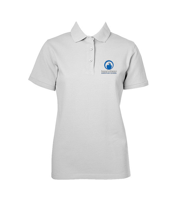 HOPE LUTHERAN WHITE GOLF SHIRT, GIRLS, SHORT SLEEVE, YOUTH