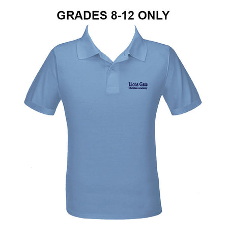 LIONS GATE LIGHT BLUE GOLF SHIRT, UNISEX, YOUTH