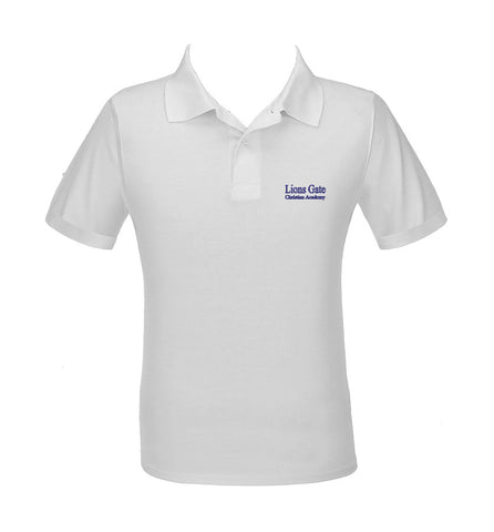 LIONS GATE WHITE GOLF SHIRT, UNISEX, YOUTH