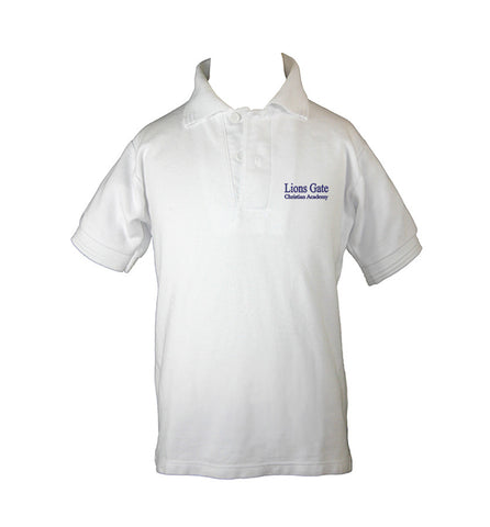 LIONS GATE WHITE GOLF SHIRT, UNISEX, CHILD