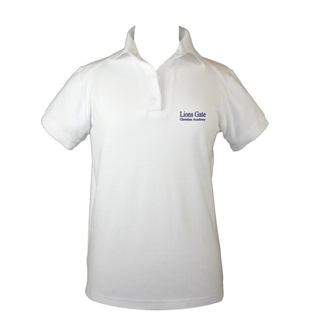 LIONS GATE WHITE GOLF SHIRT, GIRLS, YOUTH