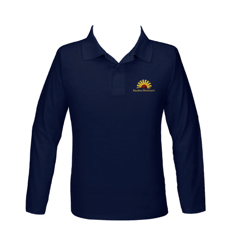 MEADOW MONTESSORI NAVY GOLF SHIRT, UNISEX, LONG SLEEVE, YOUTH