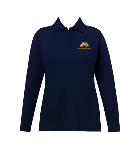 MEADOW MONTESSORI NAVY GOLF SHIRT, GIRLS, LONG SLEEVE, ADULT