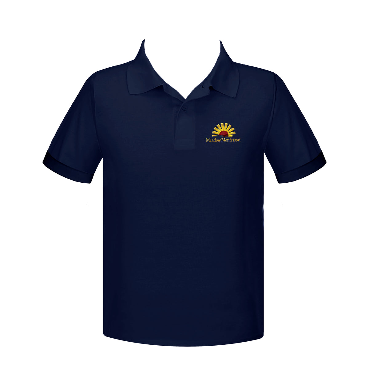 MEADOW MONTESSORI NAVY GOLF SHIRT, UNISEX, SHORT SLEEVE, YOUTH