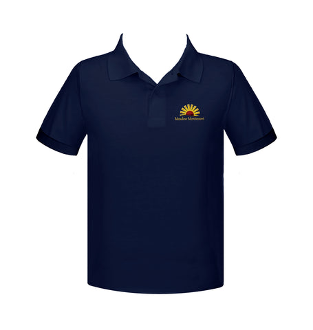 MEADOW MONTESSORI NAVY GOLF SHIRT, UNISEX, SHORT SLEEVE, ADULT