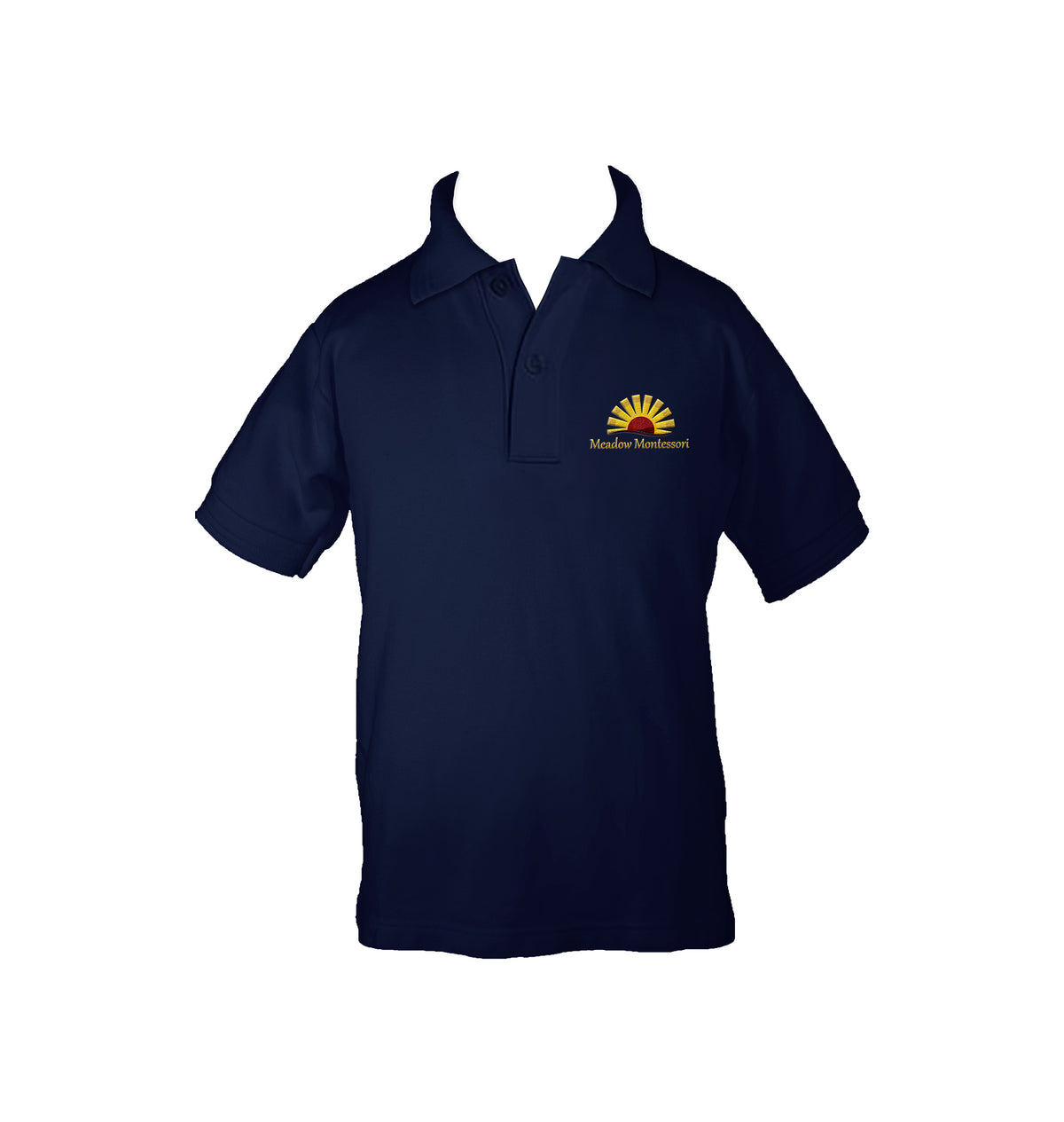 MEADOW MONTESSORI NAVY GOLF SHIRT, UNISEX, SHORT SLEEVE, CHILD
