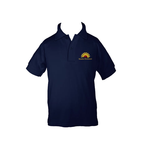 MEADOW MONTESSORI NAVY GOLF SHIRT, UNISEX, SHORT SLEEVE, CHILD