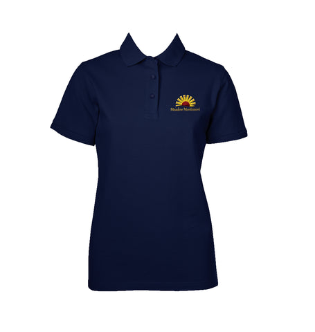 MEADOW MONTESSORI NAVY GOLF SHIRT, GIRLS, SHORT SLEEVE, ADULT