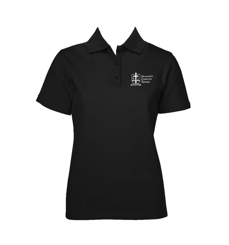 OKANAGAN CHRISTIAN BLACK GOLF SHIRT, GIRLS, SHORT SLEEVE, YOUTH