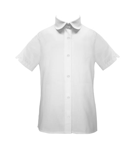 PETERPAN BLOUSE, PINPOINT COTTON/POLY, SHORT SLEEVE