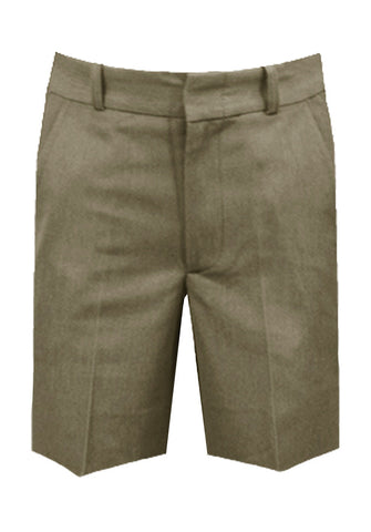 KHAKI ADJUSTABLE WAIST SHORTS, POLY/COTTON