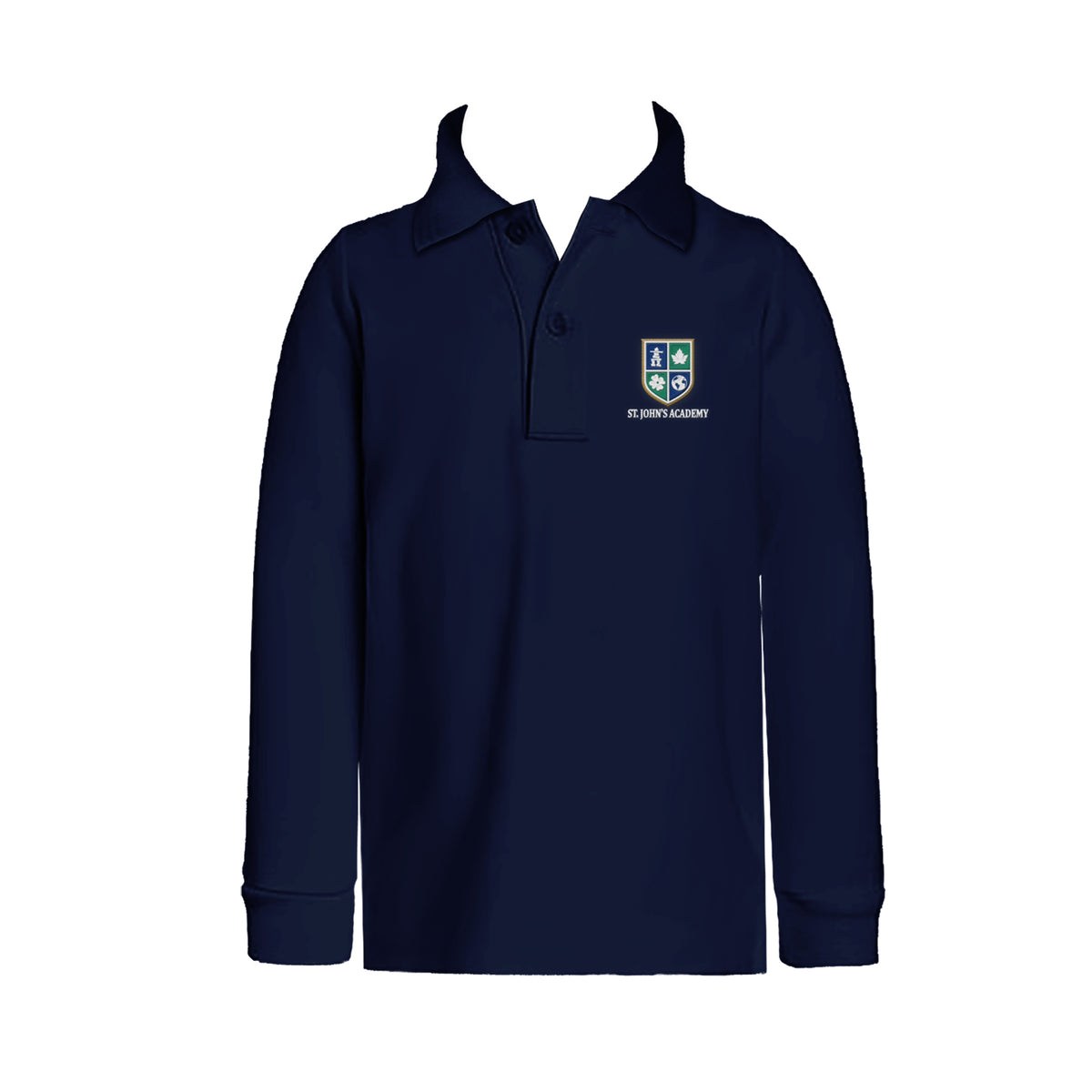 ST. JOHN&#39;S ACADEMY GOLF SHIRT, UNISEX, LONG SLEEVE, CHILD