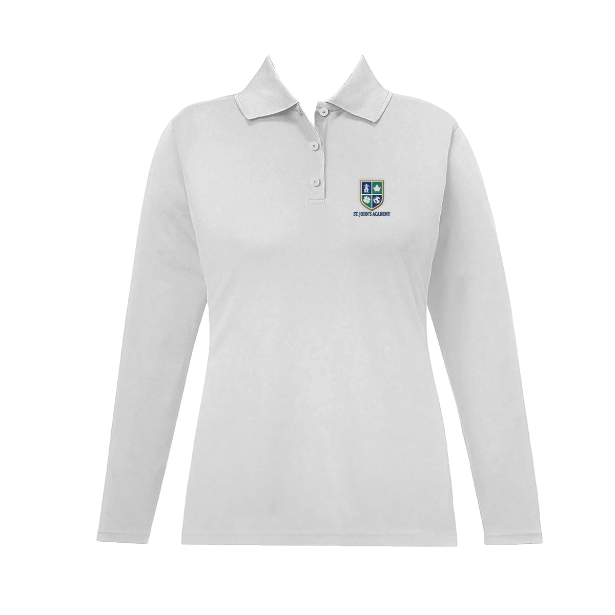 ST. JOHN&#39;S ACADEMY GOLF SHIRT, FITTED, LONG SLEEVE, ADULT