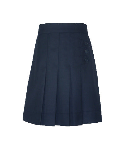 DARK NAVY THREE BUTTON SKORT WITH BIKE SHORTS, ADJUSTABLE WAIST