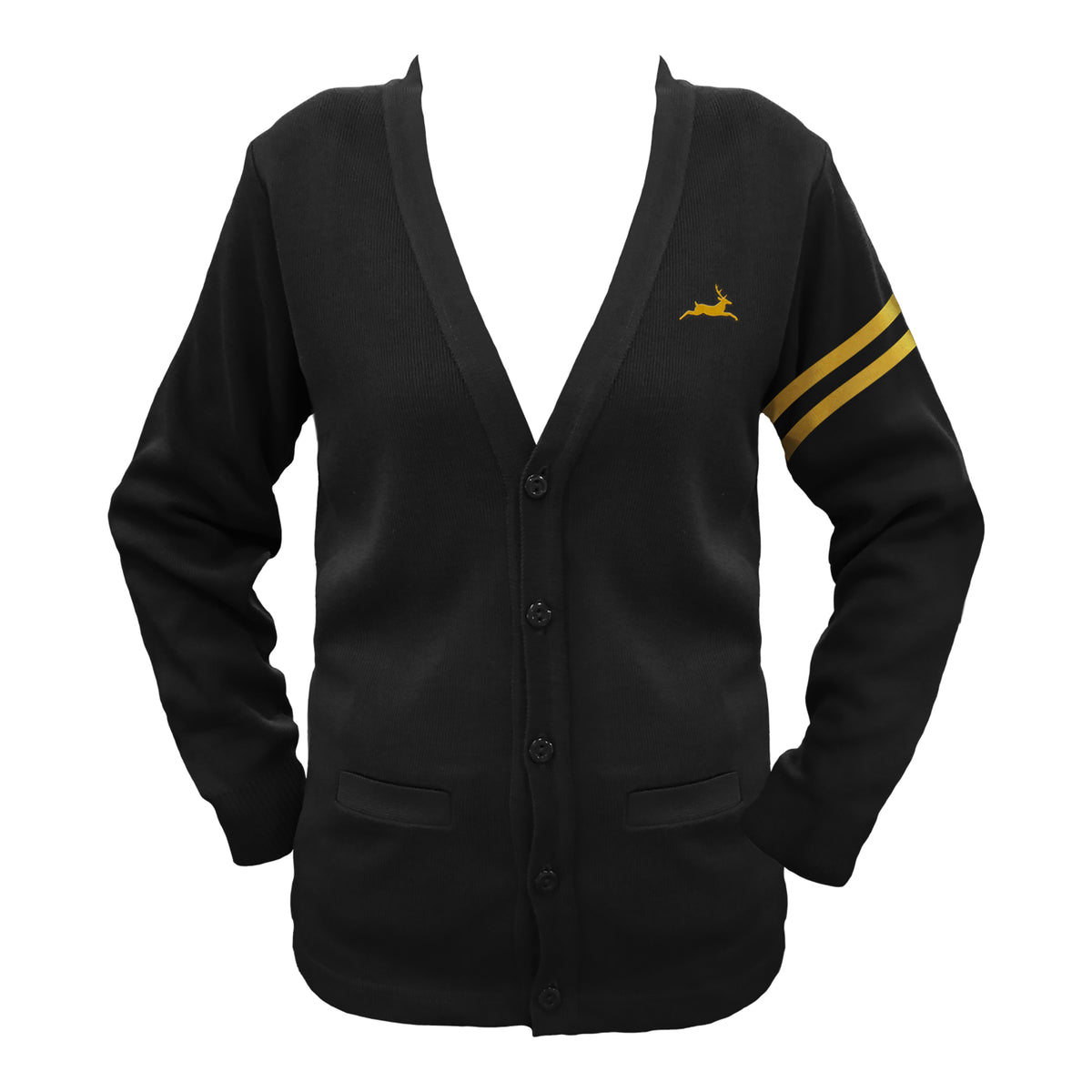 SHAWNIGAN LAKE CARDIGAN WITH ARM STRIPES, SIZE 34 AND UP