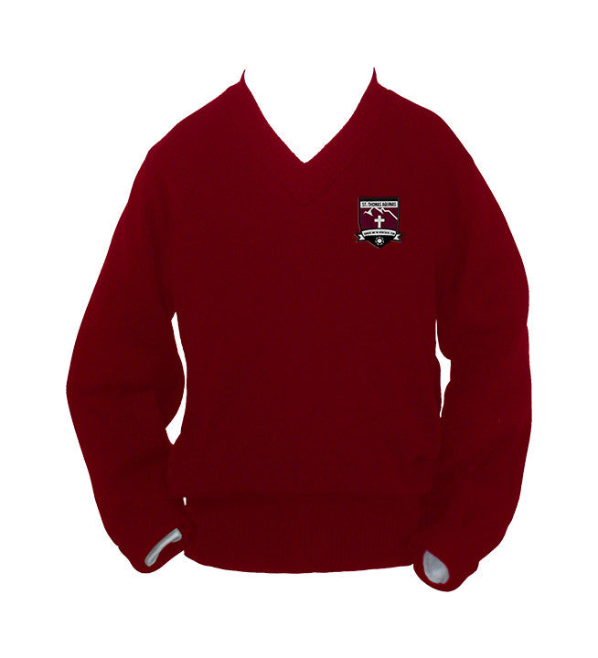 ST. THOMAS AQUINAS RED PULLOVER, UP TO SIZE 32