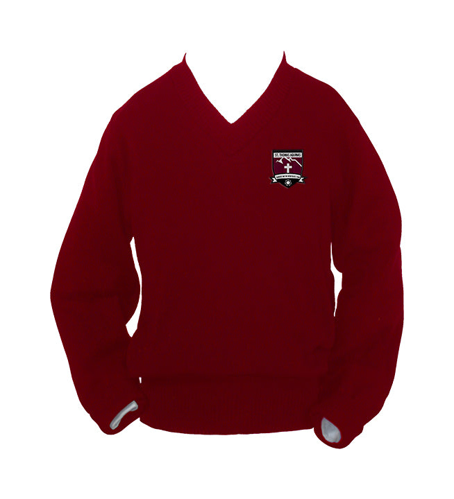 ST. THOMAS AQUINAS RED PULLOVER, SIZE 44 AND UP