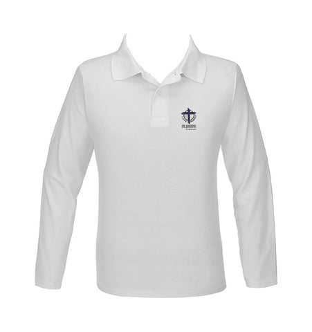 ST. JOSEPH WHITE GOLF SHIRT, UNISEX, LONG SLEEVE, YOUTH