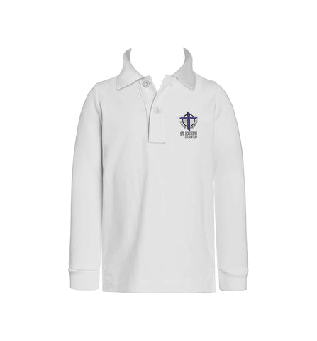 ST. JOSEPH WHITE GOLF SHIRT, UNISEX, LONG SLEEVE, CHILD