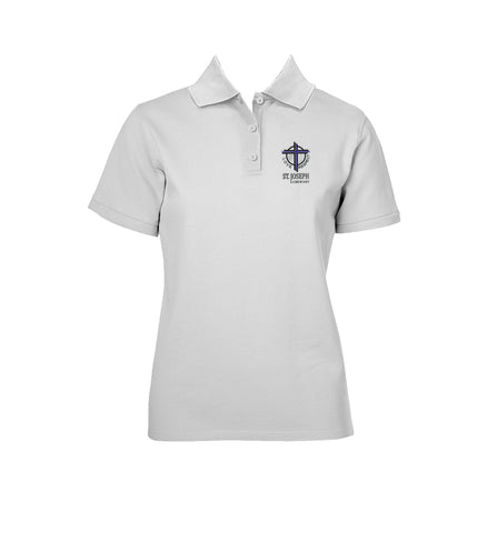 ST. JOSEPH WHITE GOLF SHIRT, GIRLS, SHORT SLEEVE, ADULT