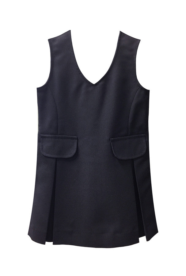 DARK NAVY TUNIC, V-NECK WITH TWO POCKETS